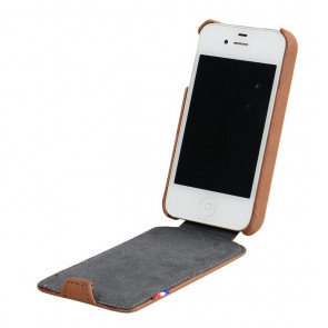 Decoded iPhone 4/4S Leather Flip Case Brown Open