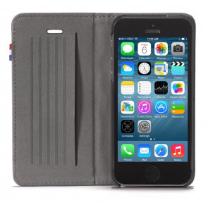 Decoded iPhone 5/5S/SE Leather Surface Wallet Black v2 Open