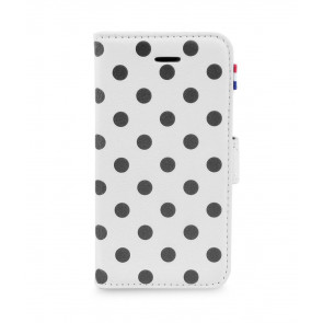 Decoded iPhone 5/5S/SE Leather Wallet White Polka voorkant