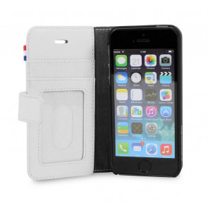 Decoded iPhone 5/5S/SE Leather Wallet White Polka open