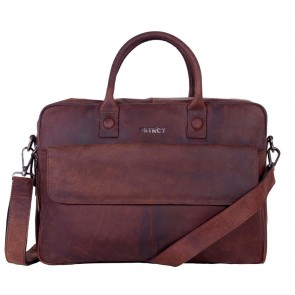 DSTRCT Wall Street Business Laptop Bag Brown 15-17 inch Voorkant