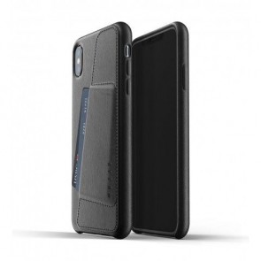 Mujjo Leather Wallet Case iPhone XS Max Zwart