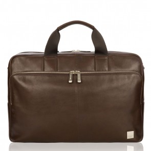 Laptoptas Amesbury Leather Briefcase Brown 15.6 inch Voorkant