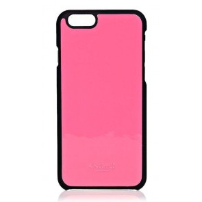 Knomo iPhone 6 Leather Snap On Case Fluro Pink Achterkant