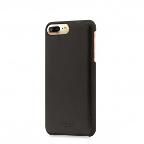 Knomo iPhone 8 Plus / 7 Plus Hoesje Leather Snap On Case Black Achterkant