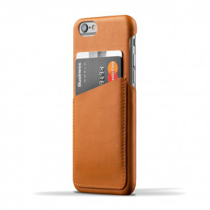 Mujjo Leather Wallet Case iPhone 6/6S Tan achterkant met pasje