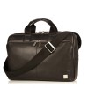 Knomo Newbury Leather Briefcase Black 15 inch Voorkant met schouderriem