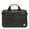 Knomo Stanford Small Leather Briefcase Black 13 inch Voorkant